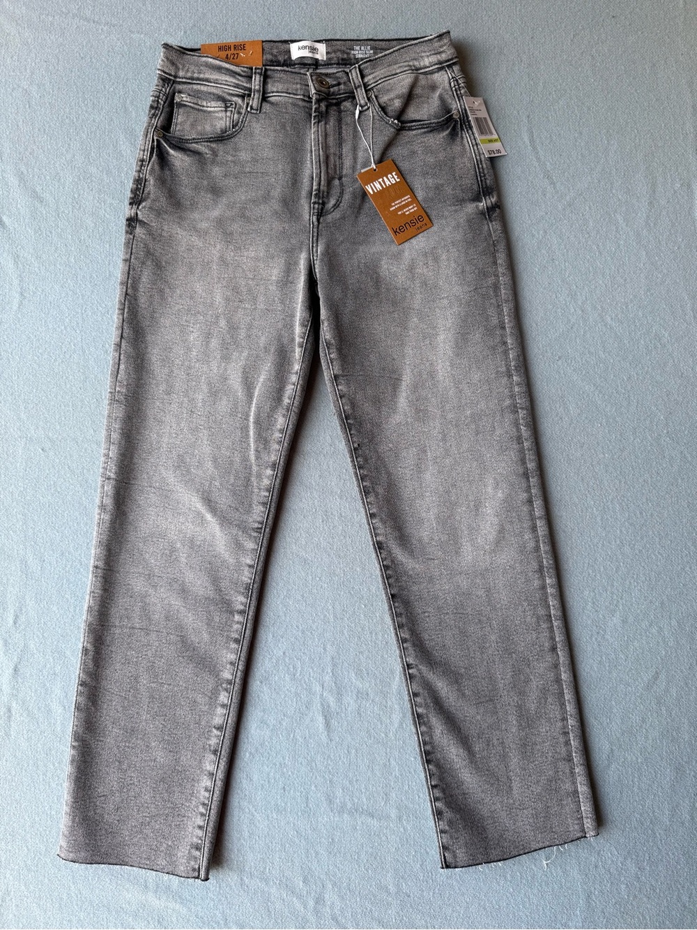Kensie High-Rise Gray Straight Jeans